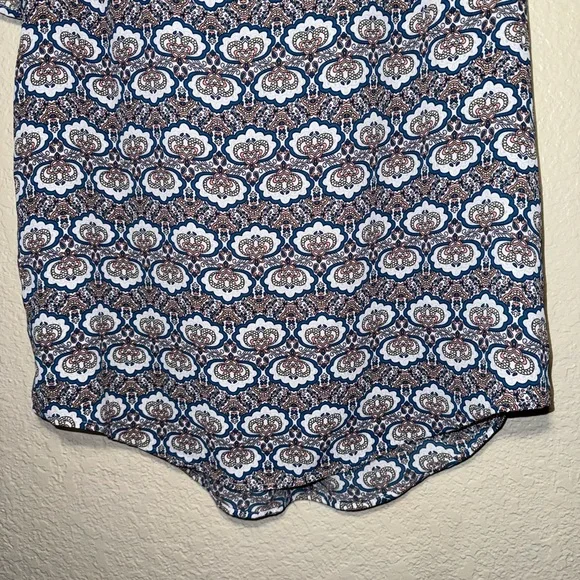 DR2 Women’s Medium Mosaic Print Cinched V-Neck Blouse Short Sleeve Top - Picture 5 of 12